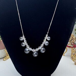 Givenchy Swarovski Crystal Necklace Silver Tone Metal Statement Jewelry Adjust